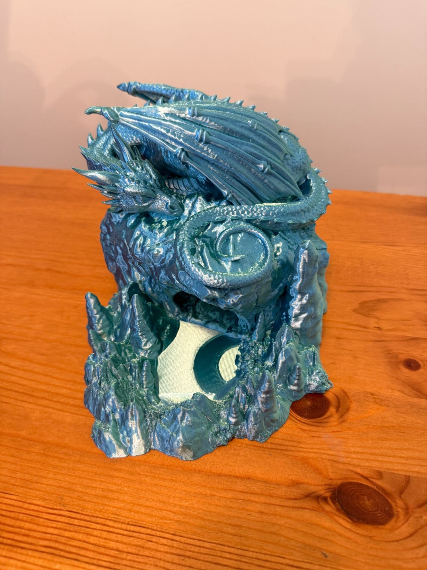Sleepy Dragon Dice Tower printed in Silk Baby Blue