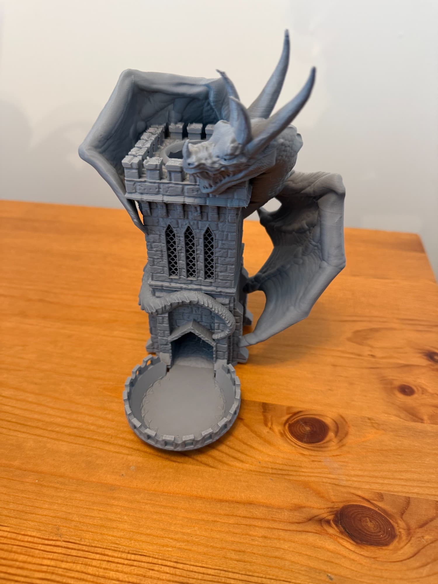 Wyvern Dice Tower printed in Matte Ash Gray