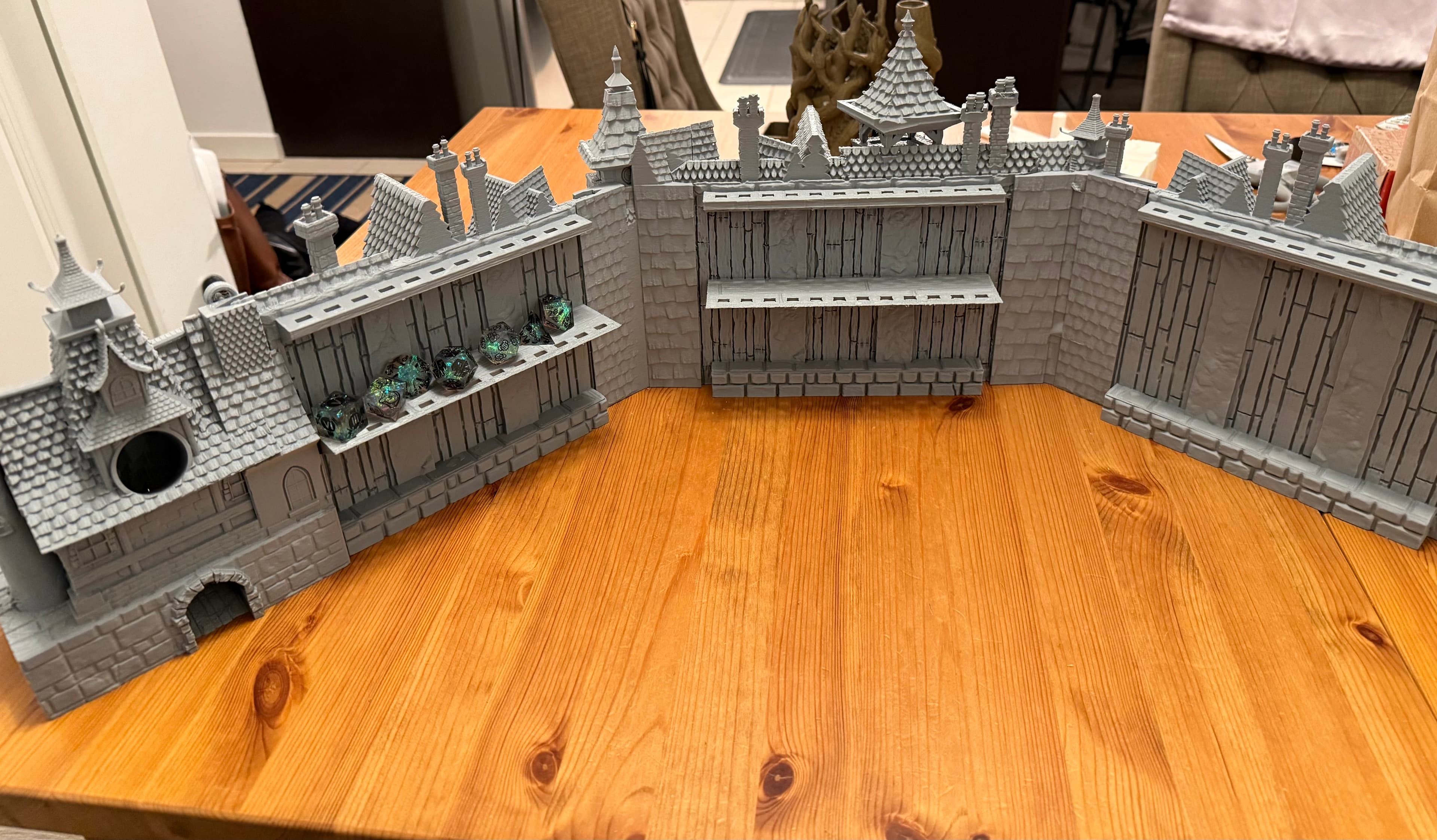 Furhaven GM Screen — printed back with dice shelves